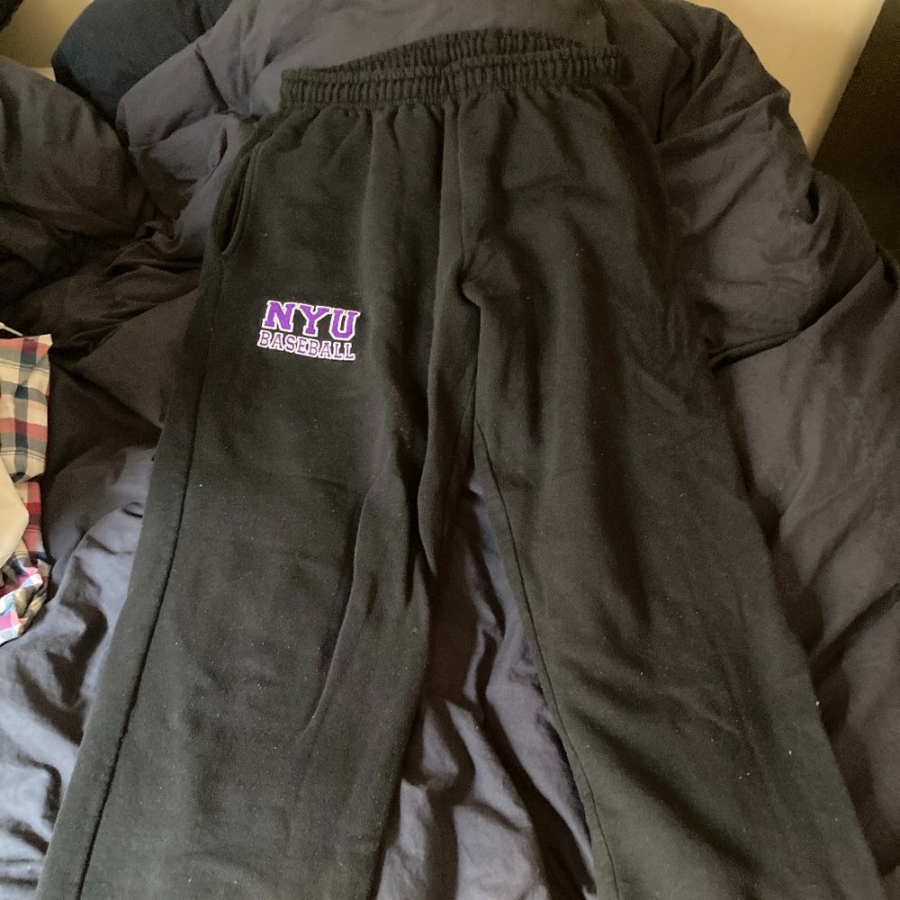 NYU baseball black comfortable sweats